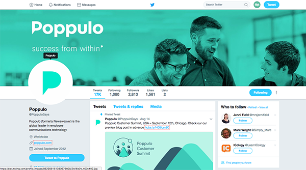 Poppulo's Twitter account screenshot