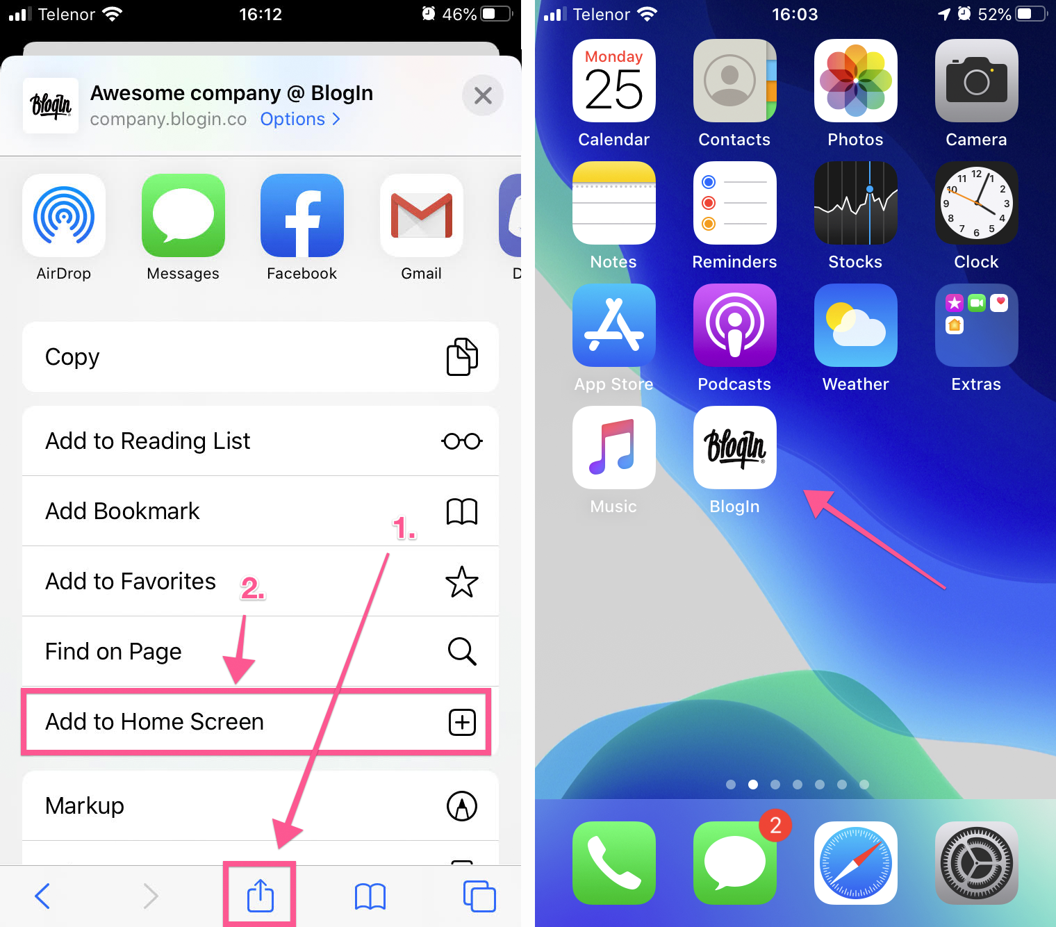 How to add BlogIn to the home screen of your smartphone or tablet - BlogIn