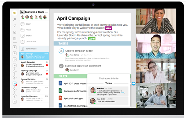 Interface of Samepage, online communication tool for remote teams.