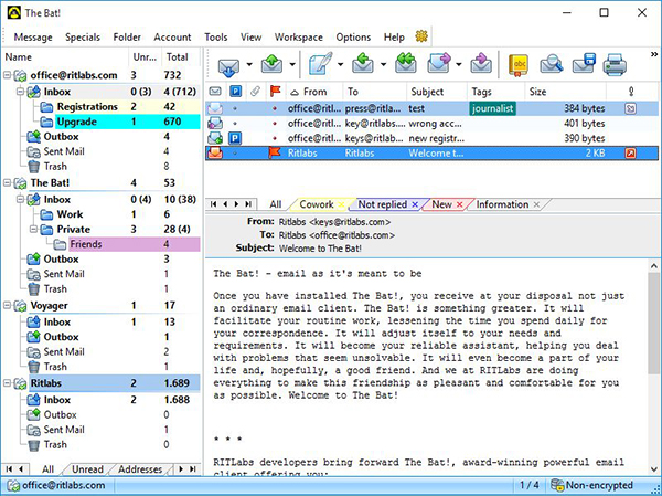 The Bat! email client for better email organization and management, screenshot.